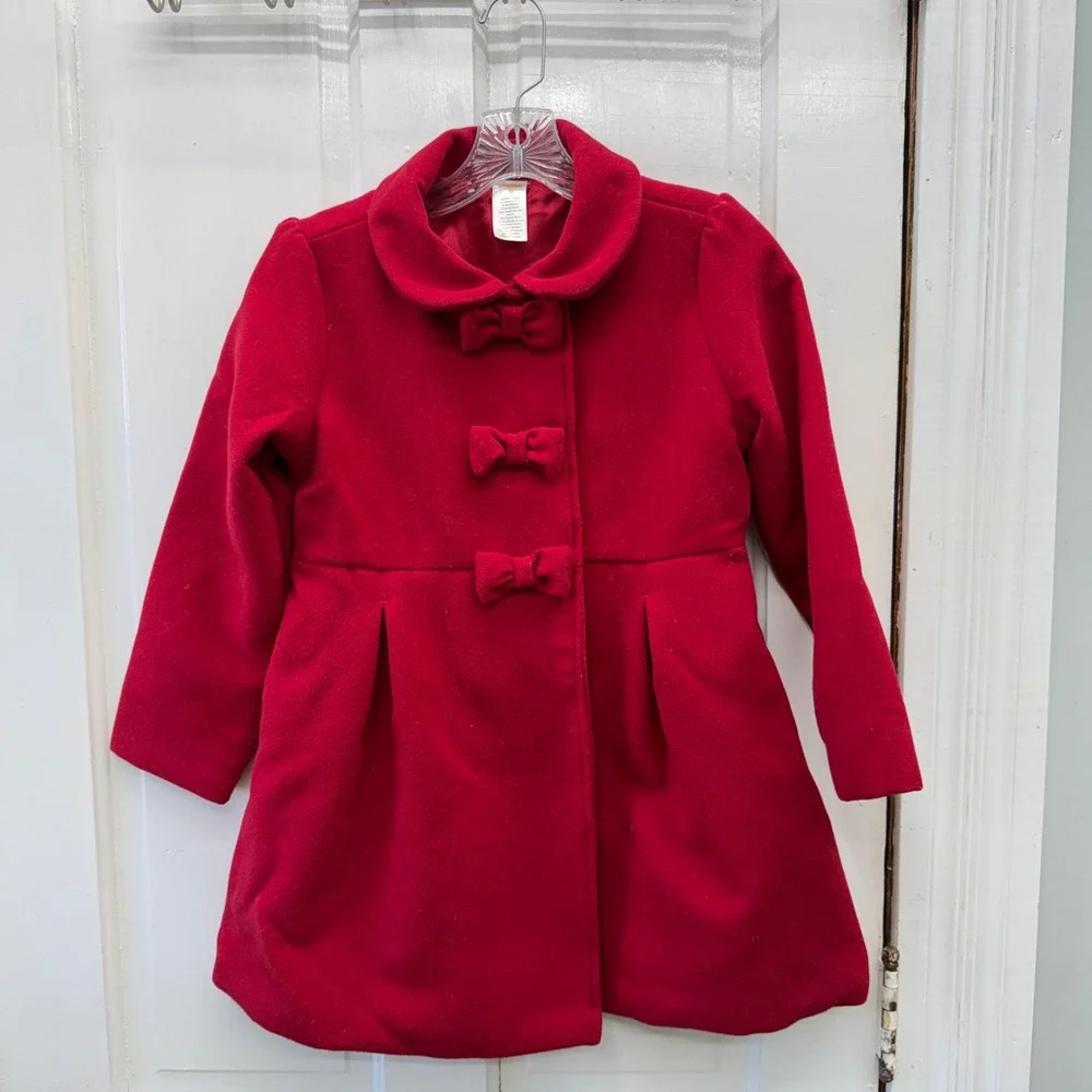 Gymboree Girls Red Bow Holiday Traditions Winter Pea‎ Coat Fully Lined Size 10